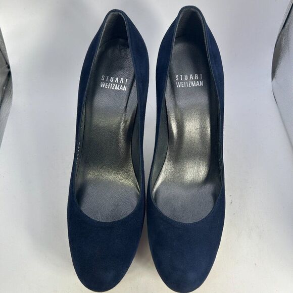 Stuart Weitzman Stilts Platform Pumps Suede leather ladies 7.5 nice blue shoes - Picture 11 of 14